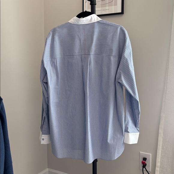Nao Striped Shirt in Cotton Poplin, Blue Stripe, Size S - Picture 13 of 13